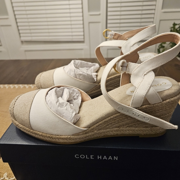 Cole Haan Shoes - Cole Haan Women's White Espadrille Wedge Sandals